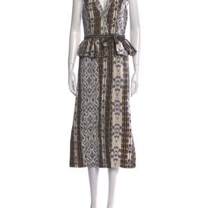 Ulla Johnson Rima ikat peplum dress brown blue